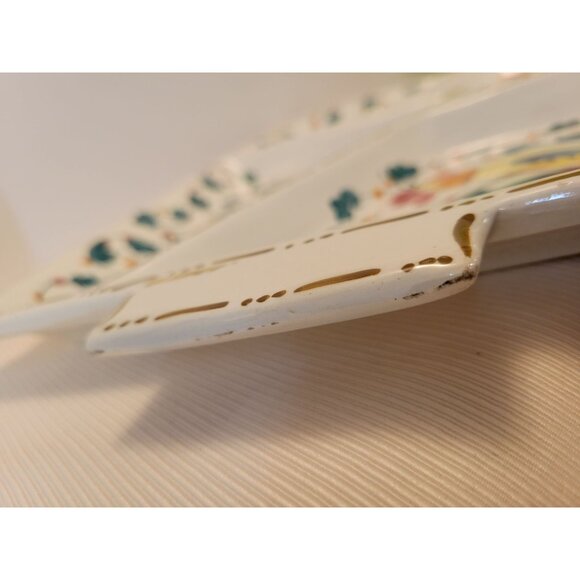 Mid Century Italy Ceramic Divided Serving Platter With Rooster & Floral Design - Picture 12 of 15
